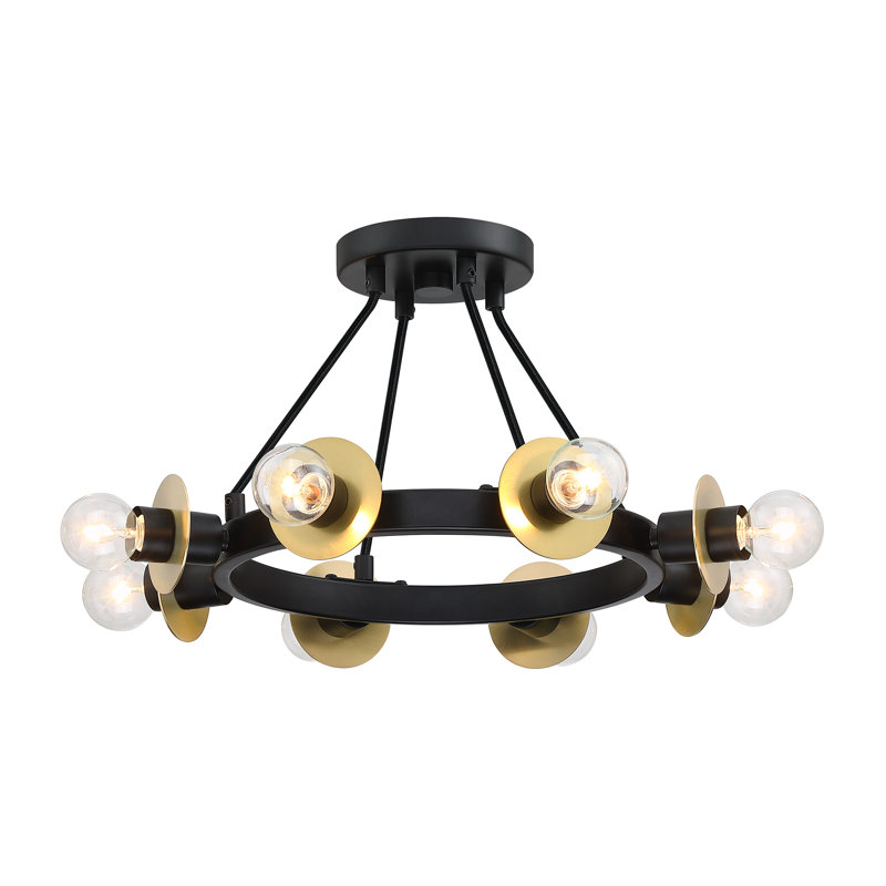 Malayha 8 - Light Steel Dimmable Wagon Wheel Chandelier