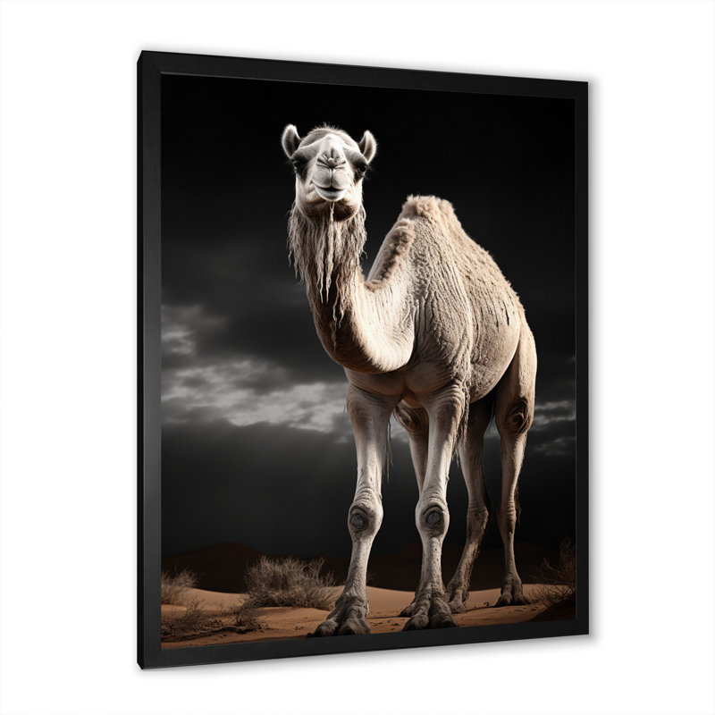 Yuriel Camel Graceful Steps - Imprimé, H 40 po x l 30 po x P 1,5 po, Cadre simple noir