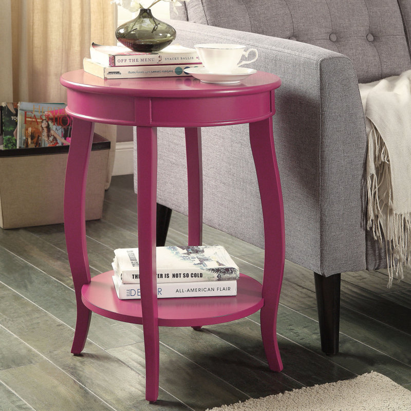 Table d'appoint mauve avec tablette inférieure