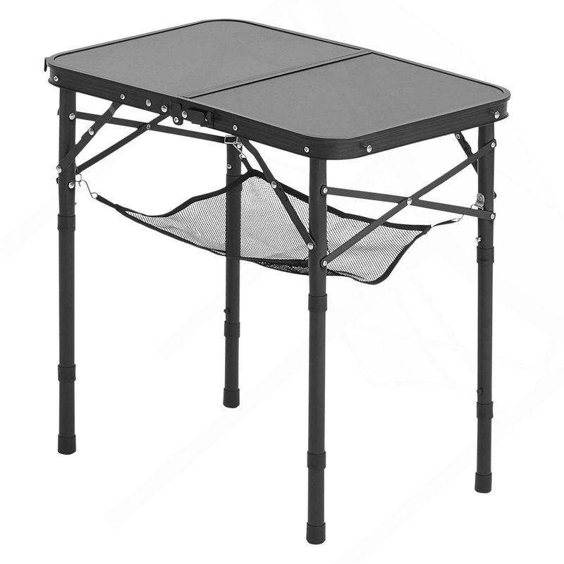 2Ft Folding Portable Camping Table Aluminum Outdoor Table Adjustable Height, Black