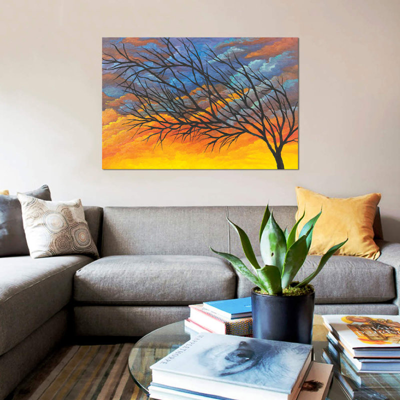 « crépuscule tree », reproduction d’impression sur toile, H 26 po x l 40 po x P 1,5 po, Toile tendue, Pas de tapis