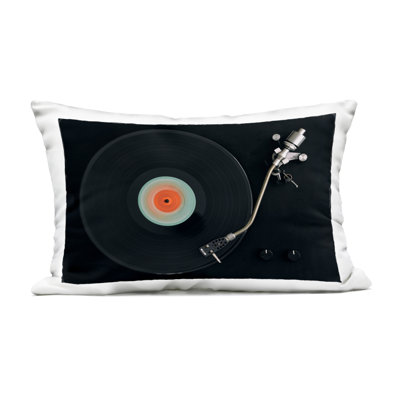 Vintage Spinning Record Outdoor Printed Pillow, design by Tom Quartermaine, 14 x 7 x 20