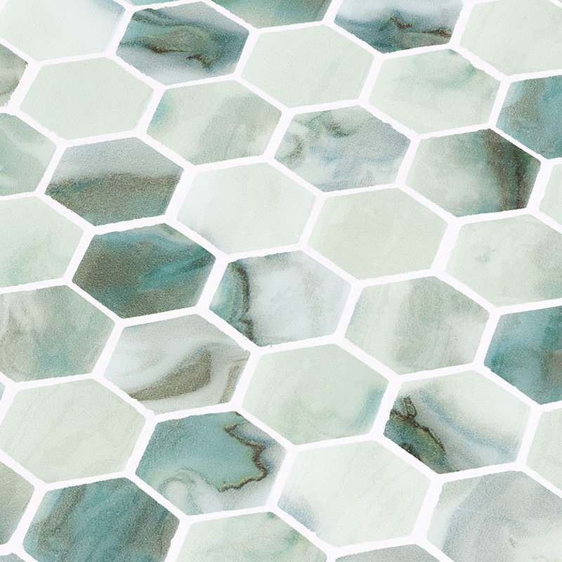 Spectrum Vibrant Hexagon Recycled Glass Mosaic Tile, Palma