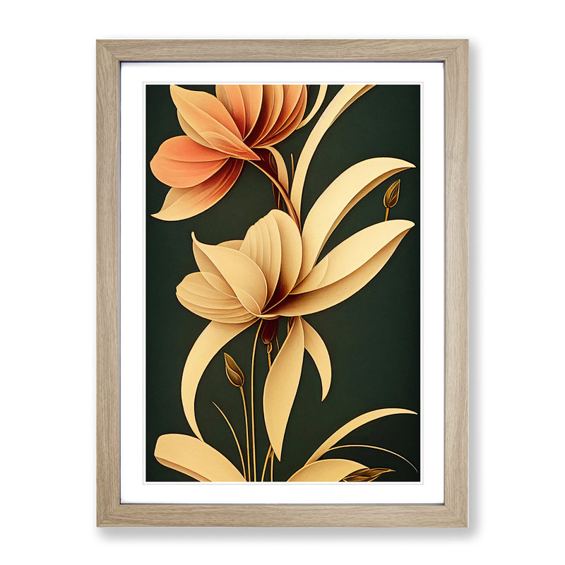 Classical Flower No.3 1 Piece Single Picture Frame Wall Art, 34cm H x 25cm W x 2cm D, Oak