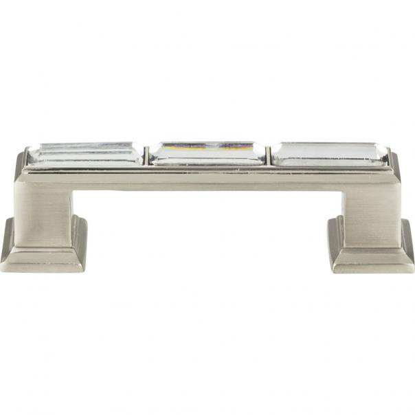 Brushed Nickel Crystal Bar Pull with Mounting Hardware