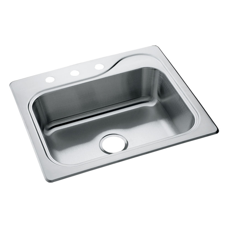 Sterling By Kohler Southhaven 22'' W Single Bowl Stainless Steel Drop-In Kitchen Sink with 3 Faucet Holes