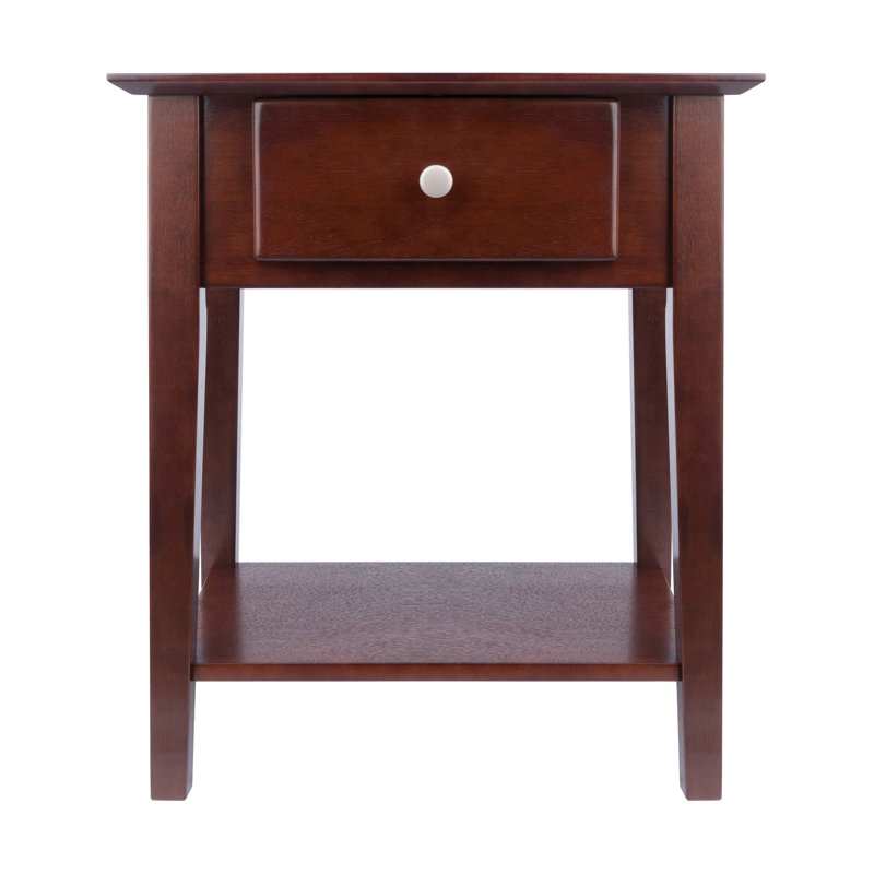 Table de chevet 1 tiroir à finition noyer avec une tablette, H 25 po x l 22,05 po x P 15,98 po