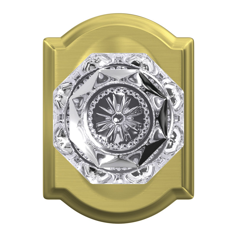 Alexandria Hall-Closet and Bed-Bath Glass Knob with Camelot Trim, Satin Brass