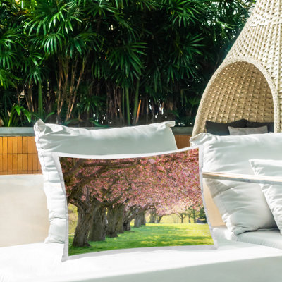 Coussin d'extérieur Sunlit Blossoming Trees par Carrie Ann Grippo-Pike