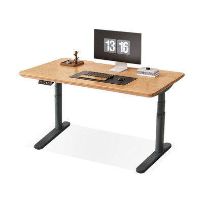 Solid Wood Electric Height-Adjustable Table Red Oak