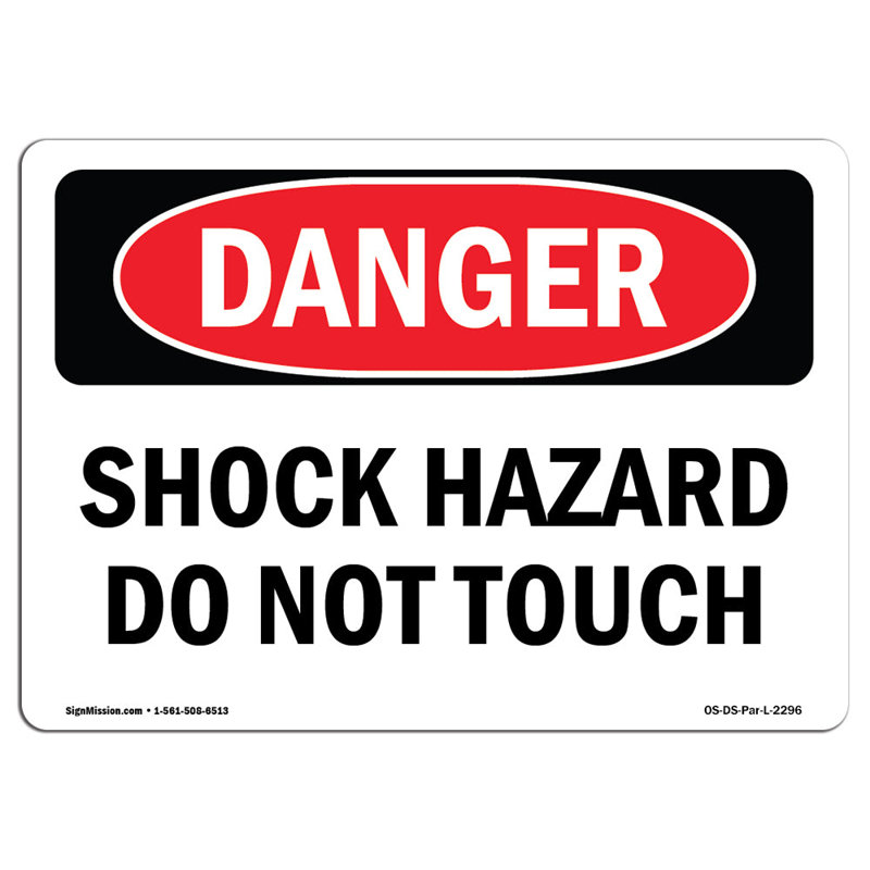 OSHA, danger, choc, ne pas toucher, signe, H 12 po x l 18 po x P 0,1 po