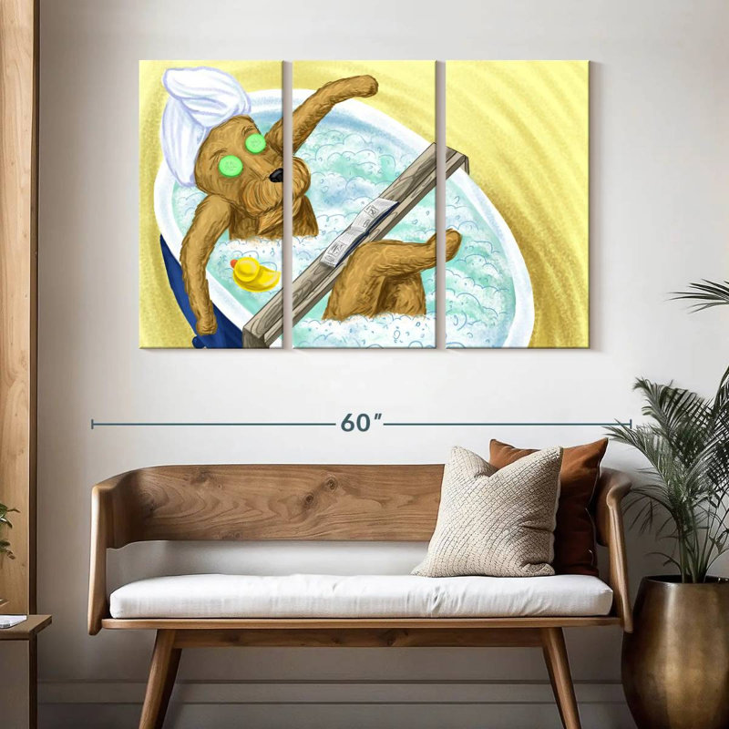 Ketti Dog In A Bubble Bath, 32" H x 50" W