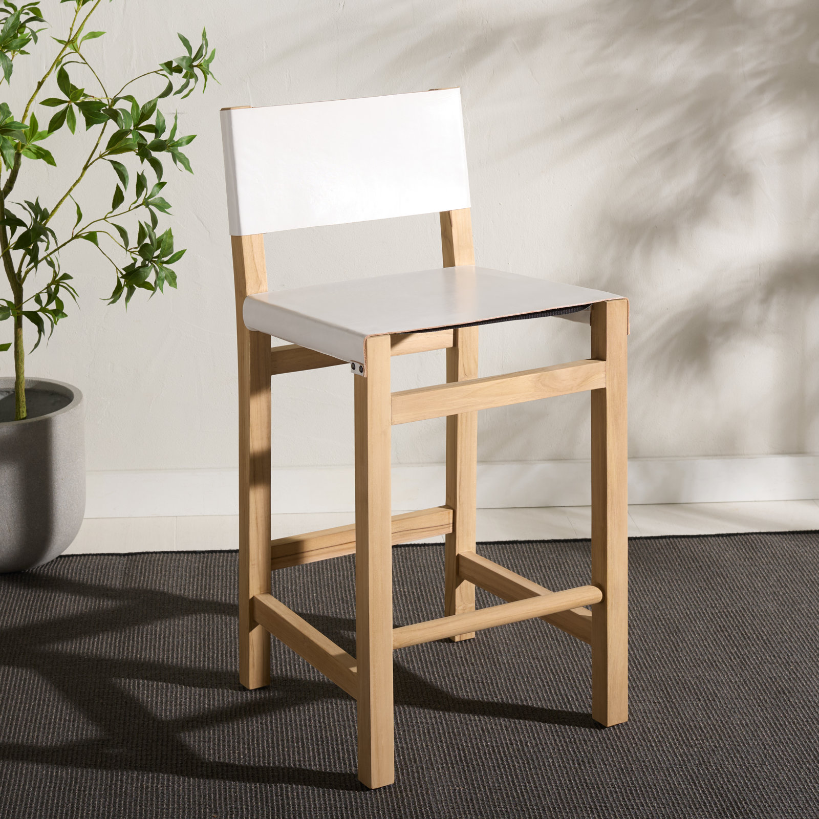 Chanler 30" Bar Stool, White Faux Leather