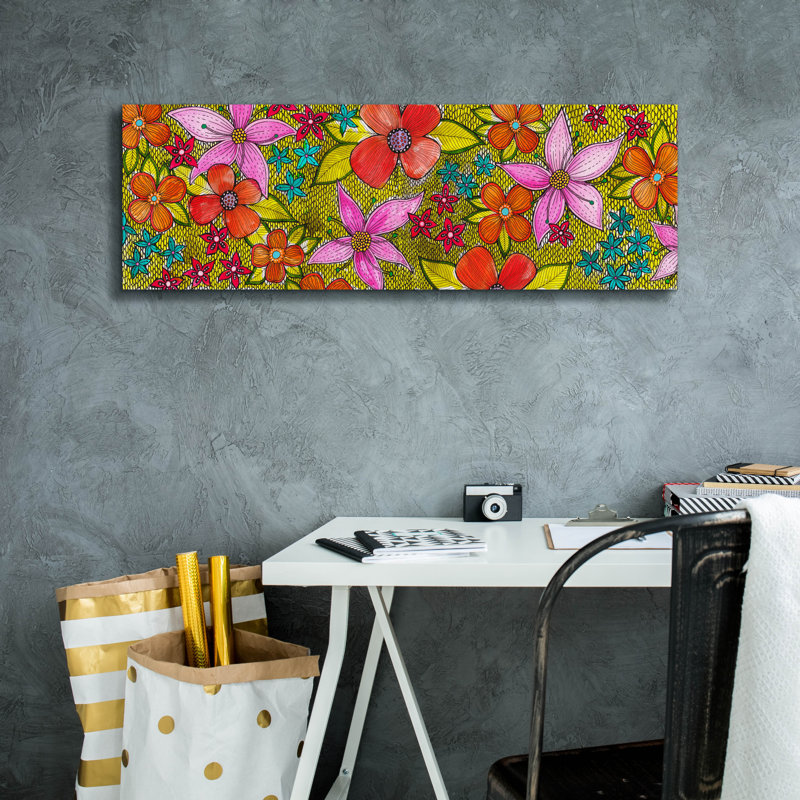 «Island Florals» par Hello Angel, art mural sur toile, 36 po x 12 po