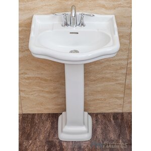 (incomplete sink only)Roosevelt 27.5" Tall Vitreous China Oval Pedestal Bathroom Sink with Overflow