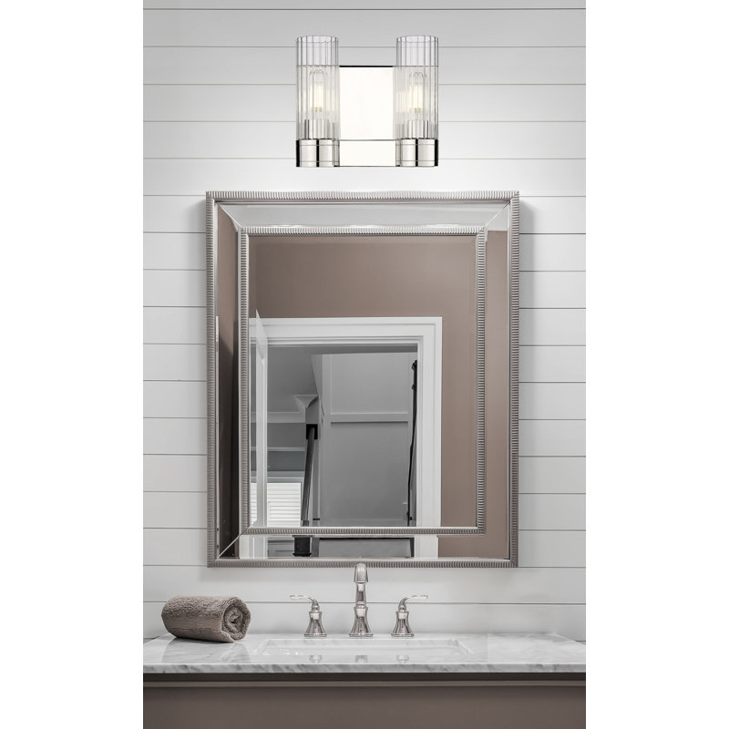2 - Light Dimmable Vanity Light, Clear, 9.5" H x 10.5" W x 5.5" D, Polished Nickel