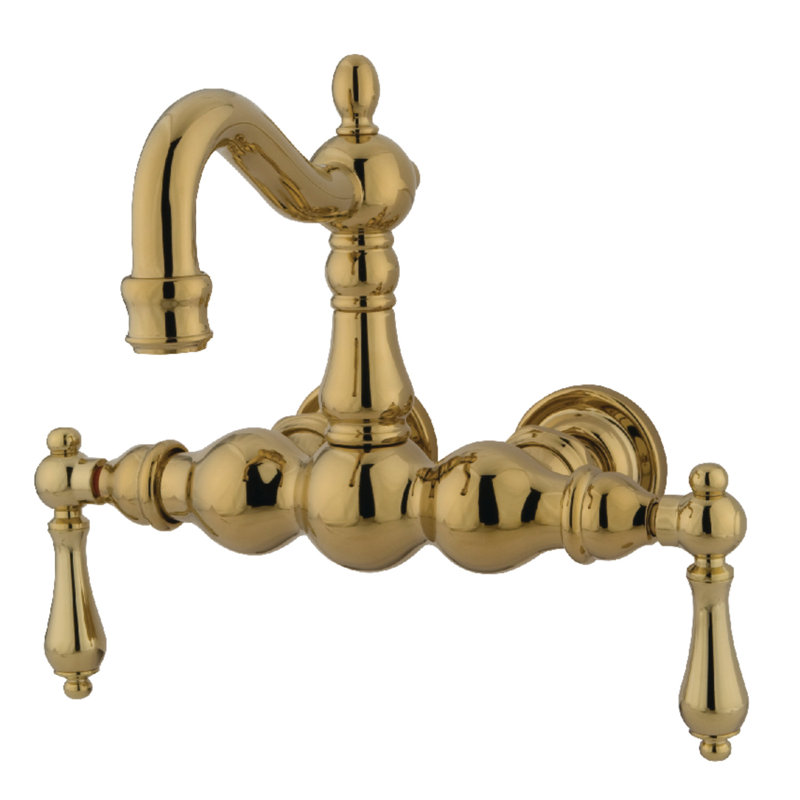 Kingston Brass Vintage Two-Handle 2-Hole Tub Wall Mount Clawfoot Tub Faucet, Polished Brass