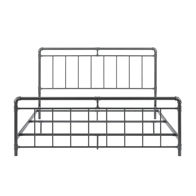 Brookhn Low Profile Open-Frame Metal Standard Bed with Headboard & Footboard, King