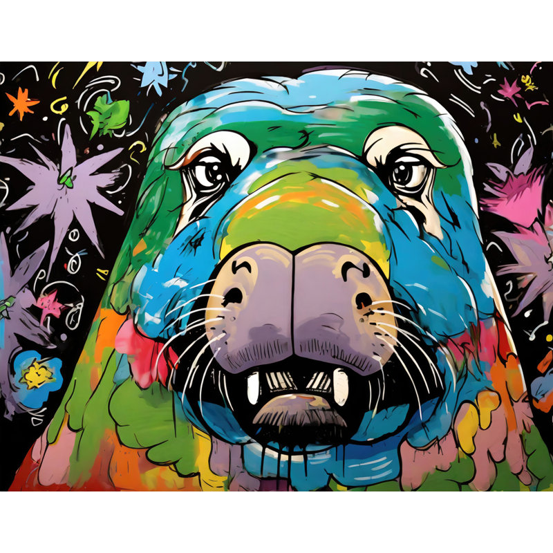 «Walrus Graffitianimals» sur toile, H 26 po x l 32 po