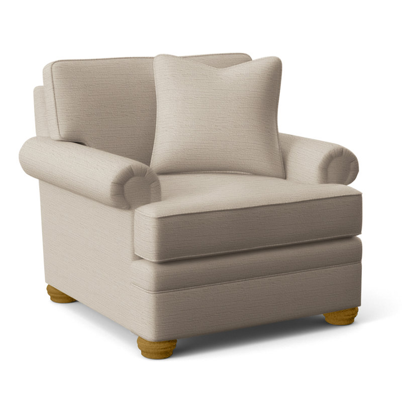 Kensington Armchair, Light Blue and White Stripe; 0256-54, Honey Finish