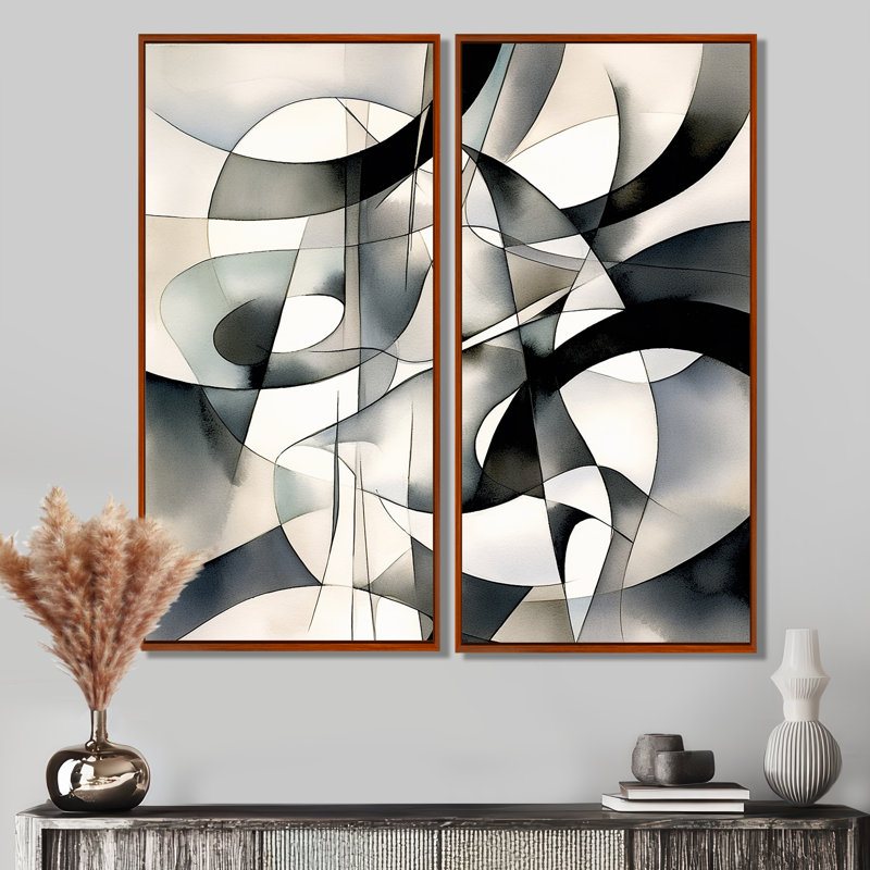 Abstrait neutre, art moderne, 32" H x 32" W, Impression encadrée flottante, Brown