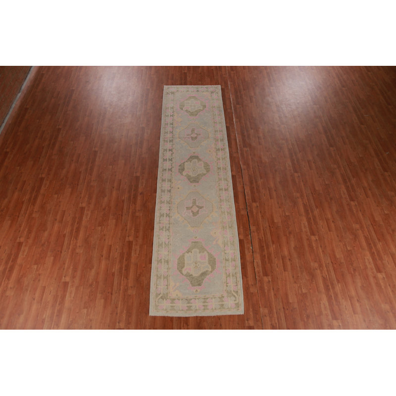 Vegetable Dye Oushak Turkish Runner Rug 3x13