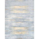 Hand Knotted Abstract Area Rug in Light Blue/Gold/Gray