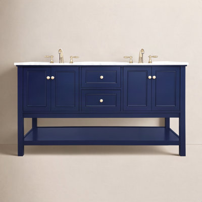 Bonsai 60'' Double Bathroom Vanity with Carrara Marble Top