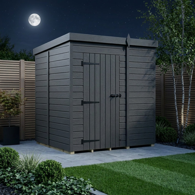 Total Sheds 6ft x 5ft Composite Pent Garden Shed - Single Door - No Windows - EPDM Rubber Roof - UK Manufactured