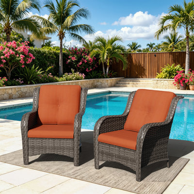 2-Person Polyethylene (PE) Wicker Outdoor Lounge Armchair with Cushions