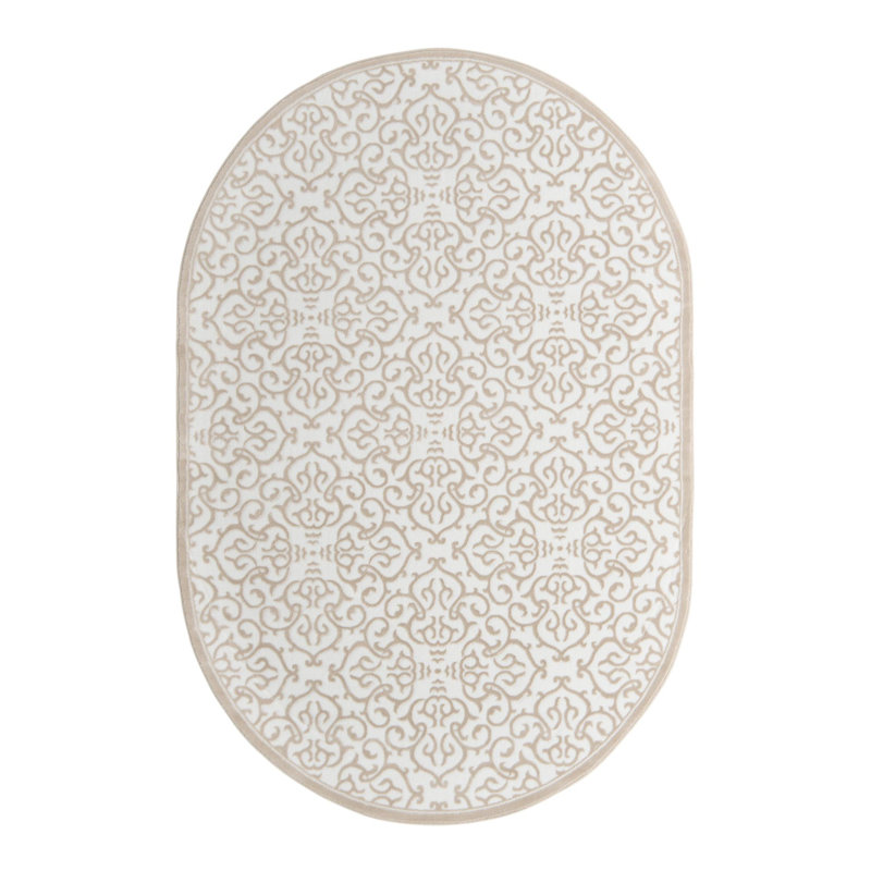 Anah Damask Indoor Rug, Oval 6' x 9'
