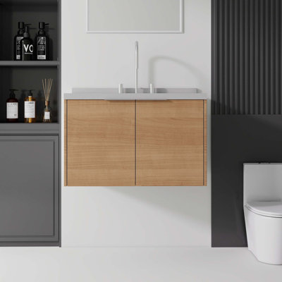 Meuble-lavabo flottant avec portes à fermeture douce et comptoir en marbre de culture