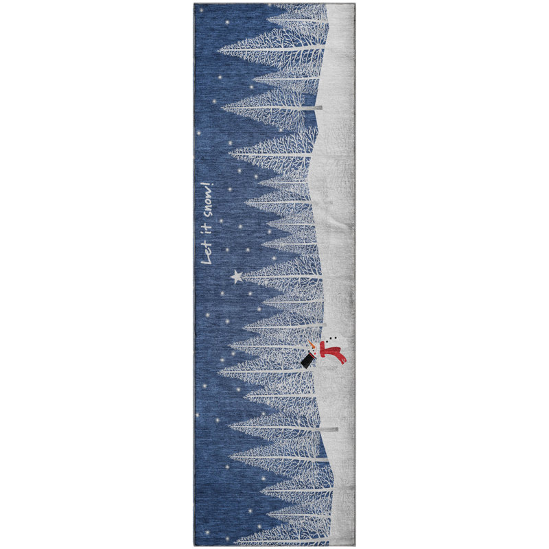 Premium Machine Washable Cerrito AMF223 Blue Rug, Runner 2'3" x 7'6"