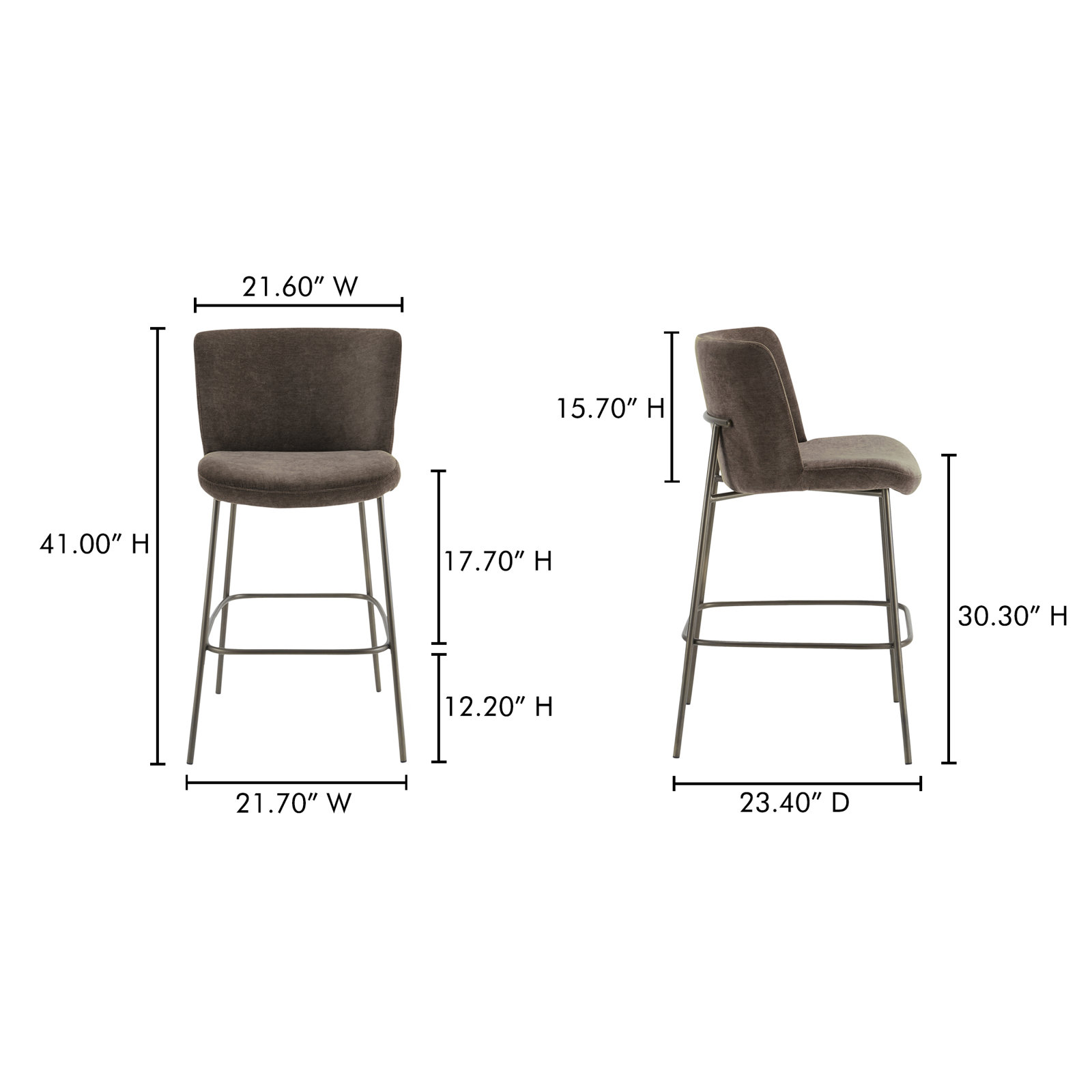 Dareau Upholstered Stool, Bar Stool (30.3" Seat Height), Dark Brown Polyester