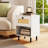 2 PCS Rattan Nightstand Boho End Table with Drawer & Open Shelf for Living Room White-347152599-347152593