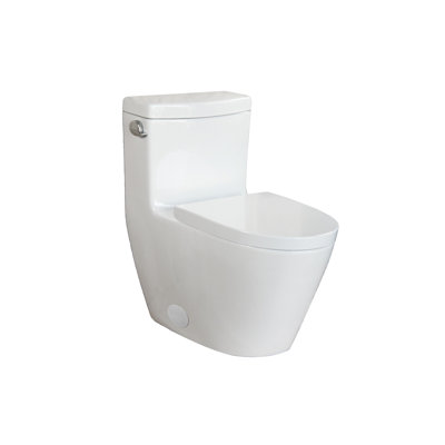 Totem One-Piece elongated single flush toilet, Glossy White