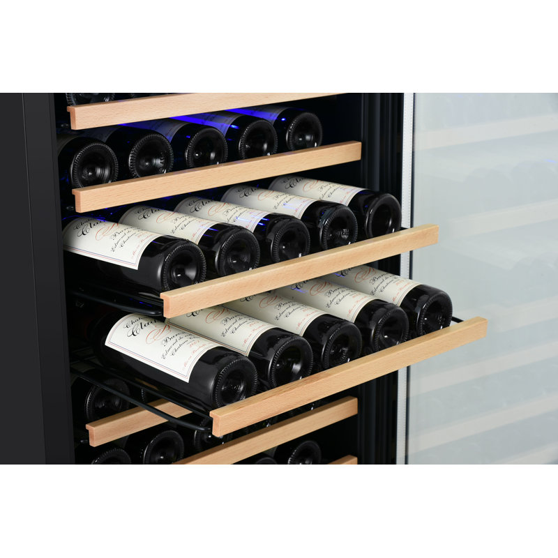 141 Bottle Dual Zone Stainless Steel Wine Refrigerator with Interior Lighting