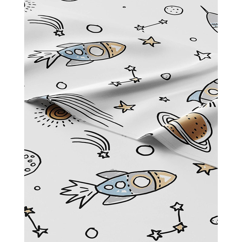 Kids Sheet Set, Soft Microfiber Bedding, Cozy & Breathable, Wrinkle Free Easy Care Bed Sheets, Space 1
