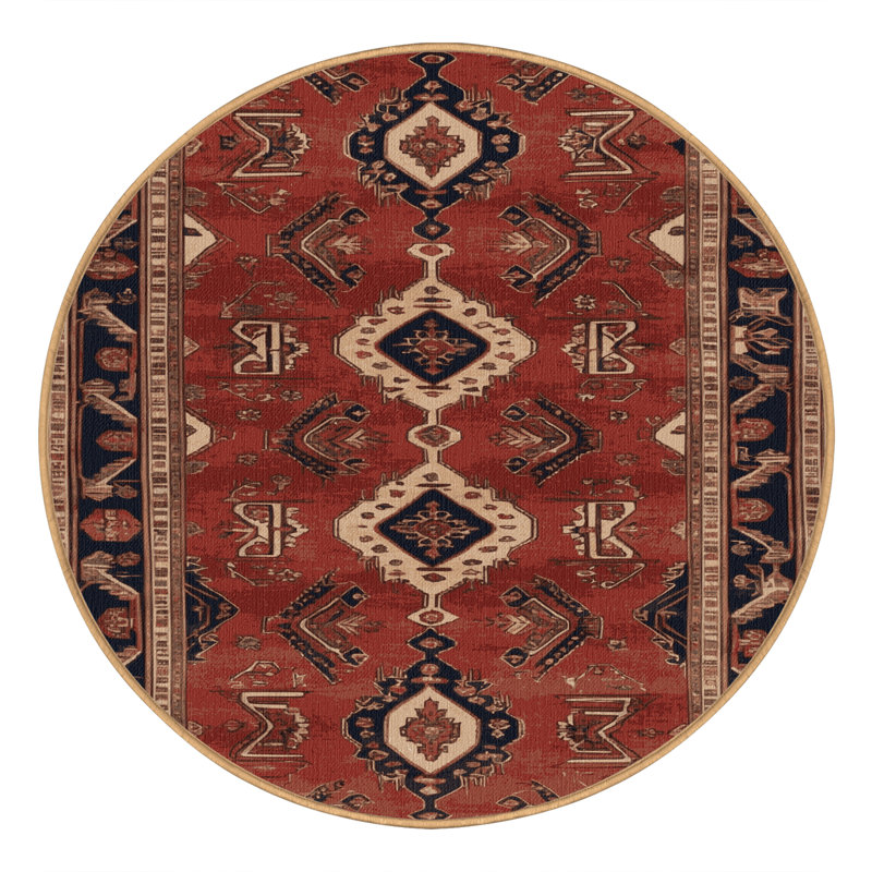 Tapis brun lavable à la machine, Rond 5 pi