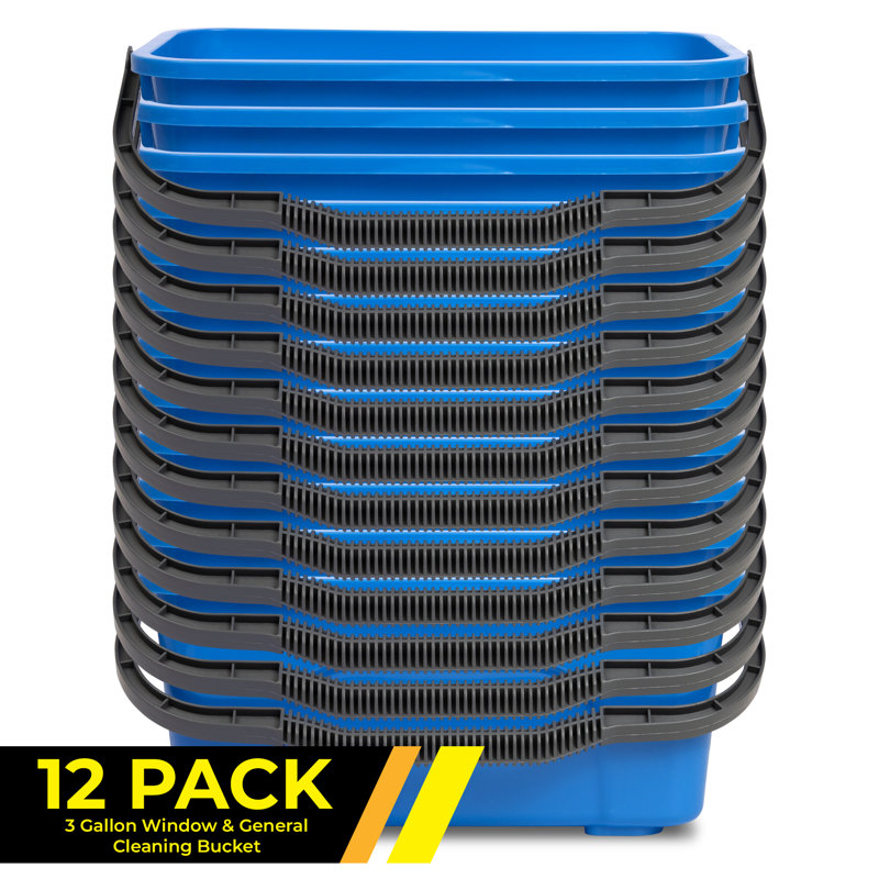Seau de nettoyage général pour fenêtre 3 gallons, paquet de 12