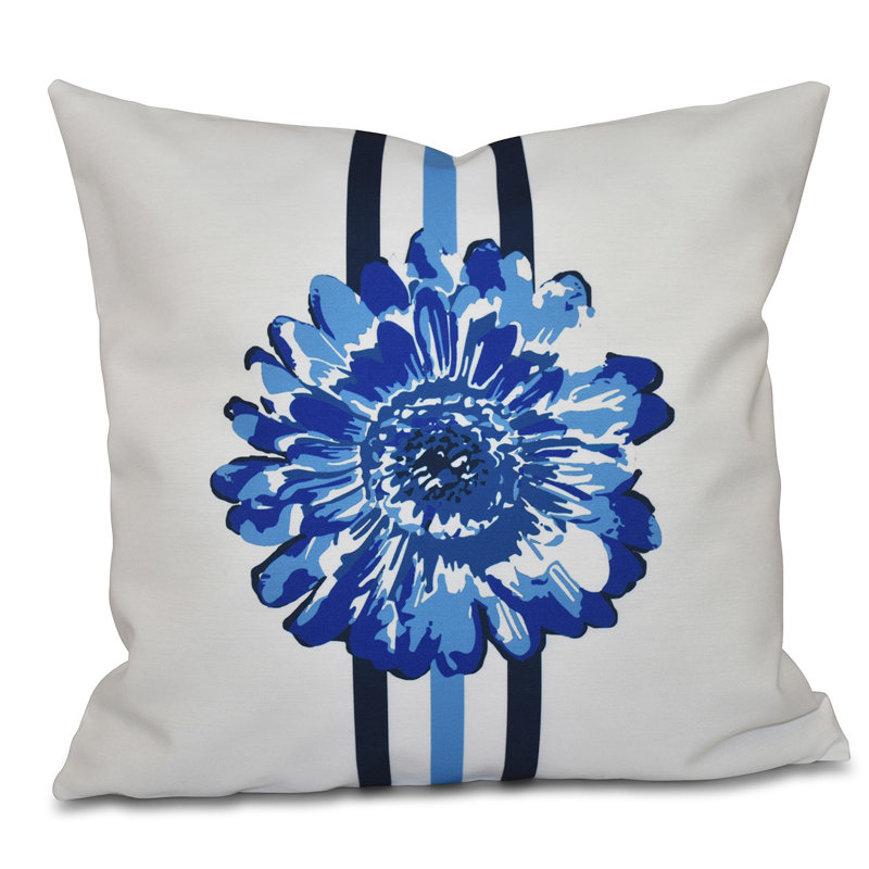Happy Hippy Floral Reversible Throw Pillow, 16" H x 16" W, Blue