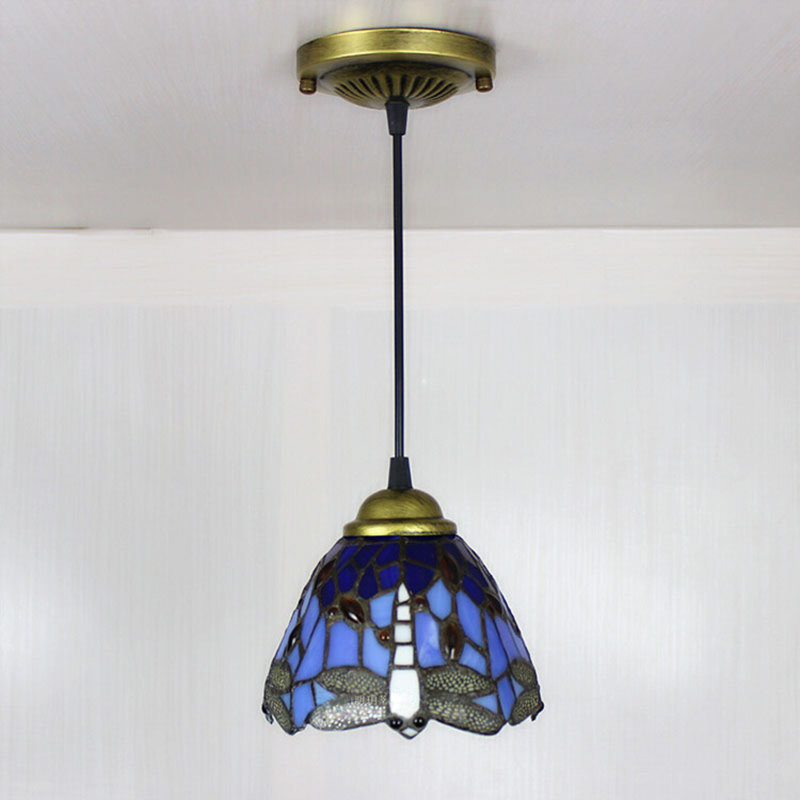 Stained Glass Pendant Lamp in Dragonfly Pattarn