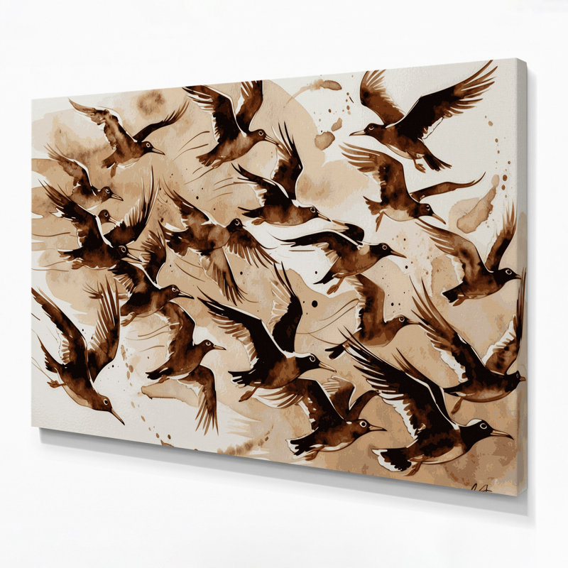 «Birds Noddy», art mural sur toile beige, H 11 po x l 14 po