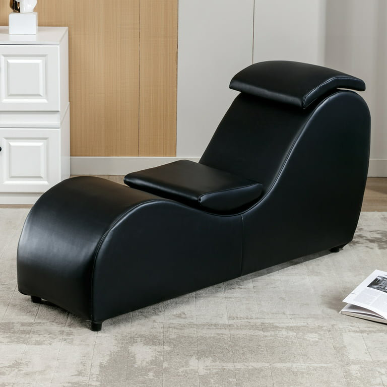 Chaise longue en similicuir, chaise de yoga , Similicuir noir