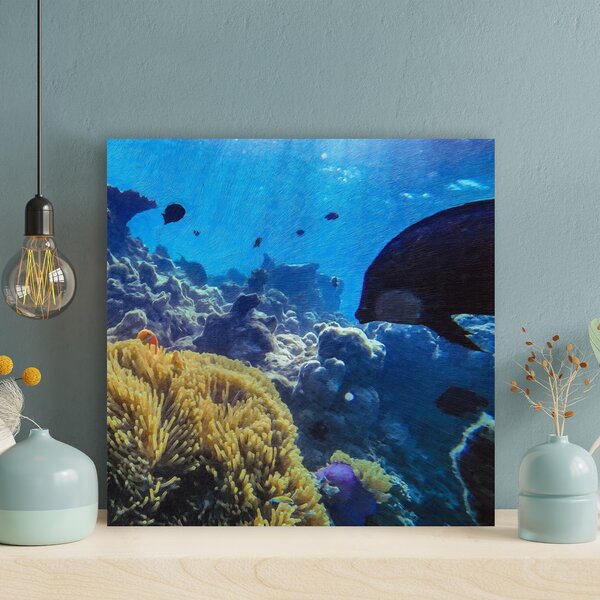 Rosecliff Heights Brown Coral Reef In Aquarium On Canvas Painting | Wayfair