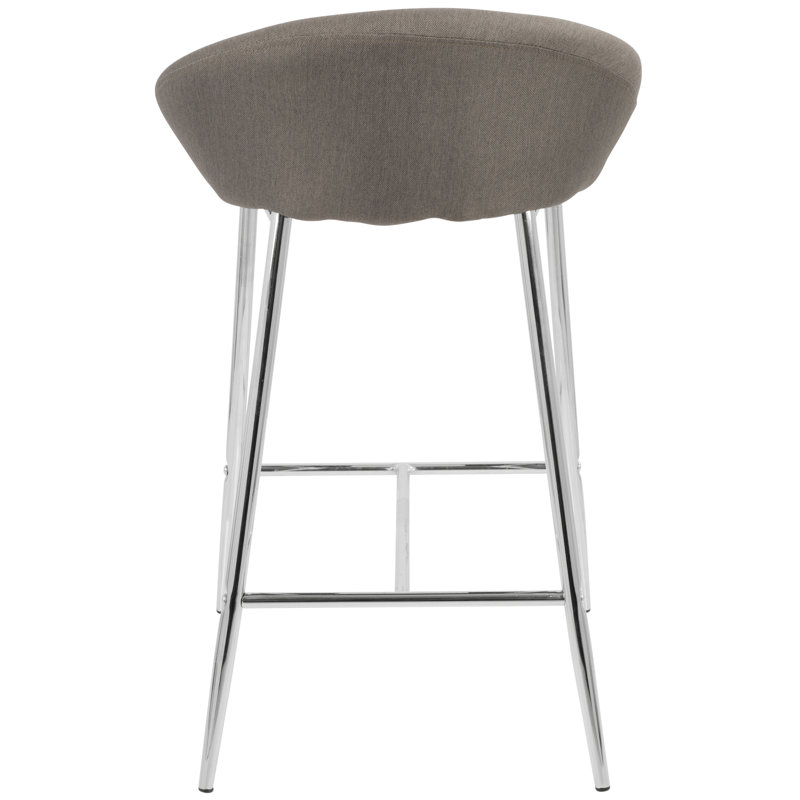 Tabouret de comptoir de 25,75 po Brielle, Polyester gris / cadre chromé