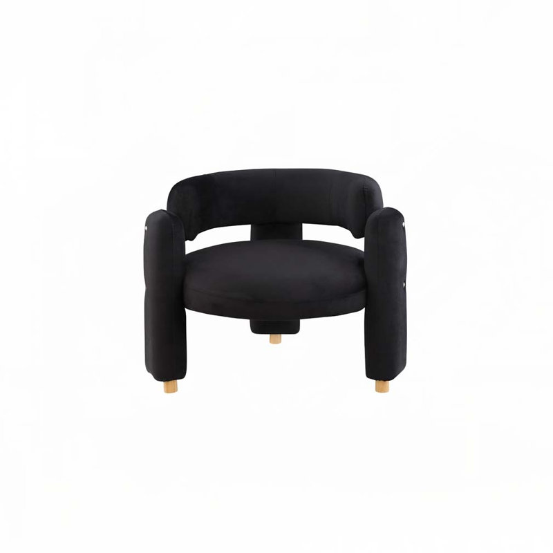Fauteuil d'appoint rembourré en tissu Chetanna, Black Fabric