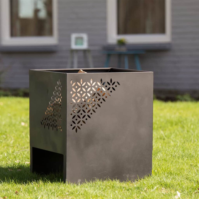 RedFire Fire Pit "Mesa" Square Black Steel
