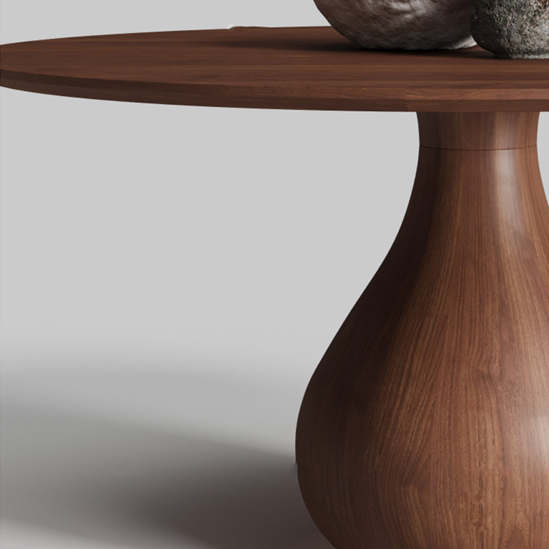 Table de salle à manger ronde en bois massif de style rétro, 29.5"H x 53"L x 53"W