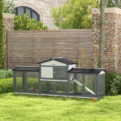 Enclos 90,5 po en bois avec cage à lapins